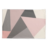 ミッドセンチュリー幾何学模様のピンクとグレーモダン色 枕カバー (裏面)