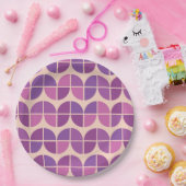 ミッドセンチュリー幾何学模様ピンク紫 ペーパープレート (パーティー)