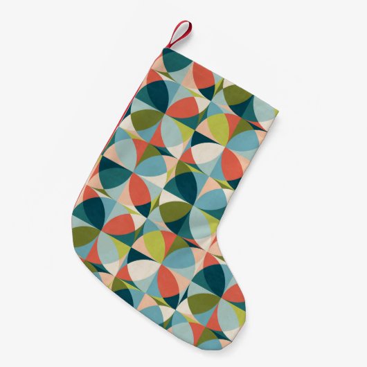 ミッドセンチュリー幾何学的、抽象芸術シームレスデザイン。 スモールクリスマスストッキング (正面 (吊り時))