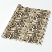 ミッドセンチュリー広告レコードの包装紙 ラッピングペーパー (アンロールド)