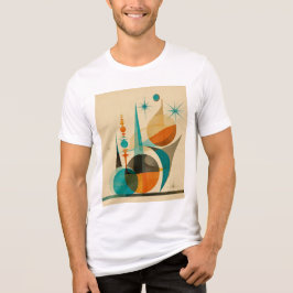ミッドセンチュリー抽象幾何学レトロアートデザイン トライブレンドTシャツ