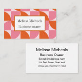 ミッドセンチュリー抽象芸術オレンジとピンクカスタム色 名刺 (正面/裏面)