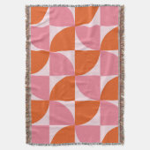 ミッドセンチュリー抽象芸術オレンジとピンクパターン スローブランケット (正面縦)