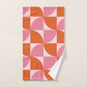 ミッドセンチュリー抽象芸術オレンジとピンクパターン バスタオルセット (ハンドタオル)