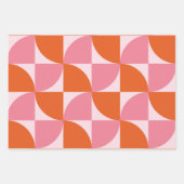 ミッドセンチュリー抽象芸術オレンジとピンクパターン ラッピングペーパーシート (正面2)