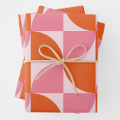 ミッドセンチュリー抽象芸術オレンジとピンクパターン ラッピングペーパーシート (インサイチュ)
