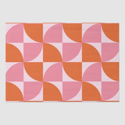 ミッドセンチュリー抽象芸術オレンジとピンクパターン 薄葉紙 (正面)