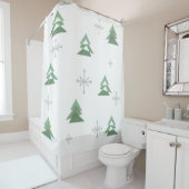 ミッドセンチュリー抽象芸術クリスマスツリーズ冬 シャワーカーテン (インサイチュ)