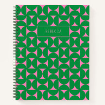 ミッドセンチュリー抽象芸術グリーンおよびピンク幾何学図形