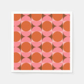 ミッドセンチュリー抽象芸術サークルピンクとオレンジ スタンダードカクテルナプキン (正面)