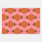 ミッドセンチュリー抽象芸術サークルピンクとオレンジ ラッピングペーパーシート (正面3)