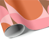 ミッドセンチュリー抽象芸術サークルピンクとオレンジ ラッピングペーパー (ロールコーナー)