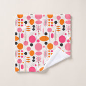 ミッドセンチュリー抽象芸術パターンカラフルモノグラム バスタオルセット (ウォッシュタオル)