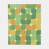 ミッドセンチュリー抽象芸術パターングリーンオレンジ フリースブランケット (正面)