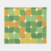 ミッドセンチュリー抽象芸術パターングリーンオレンジ フリースブランケット (正面(横))