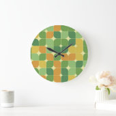 ミッドセンチュリー抽象芸術パターングリーンオレンジ ラージ壁時計 (ホーム)
