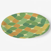 ミッドセンチュリー抽象芸術パターン緑オレンジ黄 ペーパープレート (アングル)