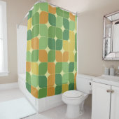 ミッドセンチュリー抽象芸術パターン緑オレンジ シャワーカーテン (インサイチュ)