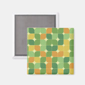 ミッドセンチュリー抽象芸術パターン緑オレンジ マグネット (正面/裏面)