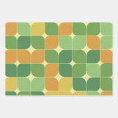 ミッドセンチュリー抽象芸術パターン緑オレンジ ラッピングペーパーシート (正面)