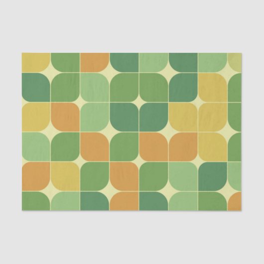ミッドセンチュリー抽象芸術パターン緑オレンジ 薄葉紙 (正面)