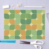 ミッドセンチュリー抽象芸術パターン緑オレンジ 薄葉紙 (クラフト)