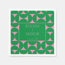 ミッドセンチュリー抽象芸術フォレストグリーン&ピンク