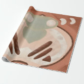ミッドセンチュリー抽象芸術モダンアオーガニックートデコパージュ ラッピングペーパー (アンロールド)