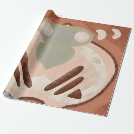ミッドセンチュリー抽象芸術モダンアオーガニックートデコパージュ ラッピングペーパー