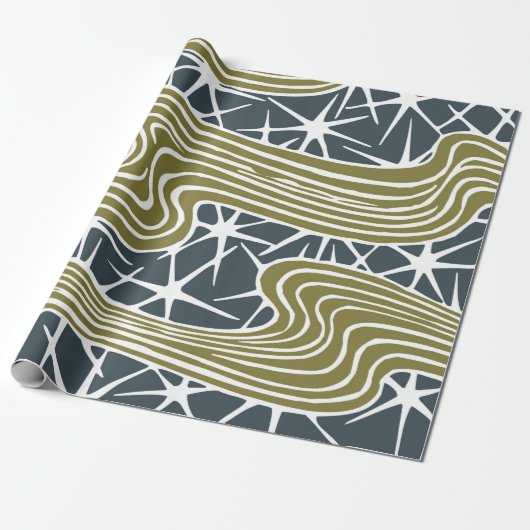 ミッドセンチュリー抽象芸術モダンイラストレーション – ボーティフ ラッピングペーパー (アンロールド)