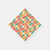 ミッドセンチュリー抽象芸術幾何学赤ティール(緑がかった色)マスタード スタンダードカクテルナプキン (角)