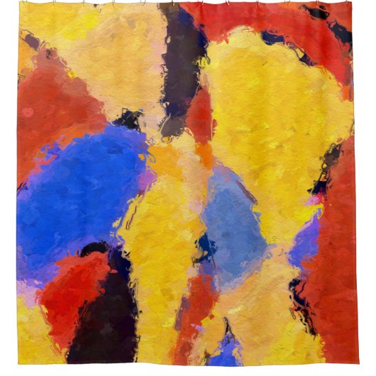 ミッドセンチュリー抽象芸術 シャワーカーテン (正面)