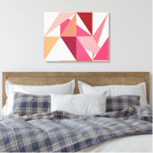 ミッドセンチュリー抽象芸術、三角形 – サンゴ、ベージュ キャンバスプリント (インサイチュ (寝室))