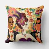 ミッドセンチュリー未来的マルディグラスカクテルパーティー クッション (正面)