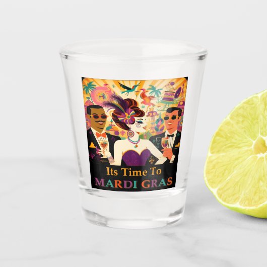 ミッドセンチュリー未来的マルディグラスカクテルパーティー ショットグラス (正面)