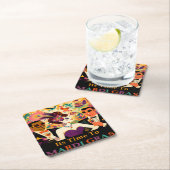 ミッドセンチュリー未来的マルディグラスカクテルパーティー スクエアペーパーコースター (インサイチュ)