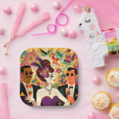 ミッドセンチュリー未来的マルディグラスカクテルパーティー ペーパープレート (パーティー)