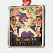 ミッドセンチュリー未来的マルディグラスカクテルパーティー メタルオーナメント (左)