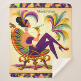 ミッドセンチュリー未来的マルディグラスマルティーニ女性 シェルパブランケット