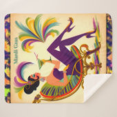 ミッドセンチュリー未来的マルディグラスマルティーニ女性 シェルパブランケット (正面(横))