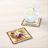 ミッドセンチュリー未来的マルディグラスマルティーニ女性 スクエアペーパーコースター (インサイチュ)