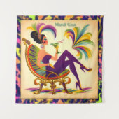 ミッドセンチュリー未来的マルディグラスマルティーニ女性 タペストリー (正面)