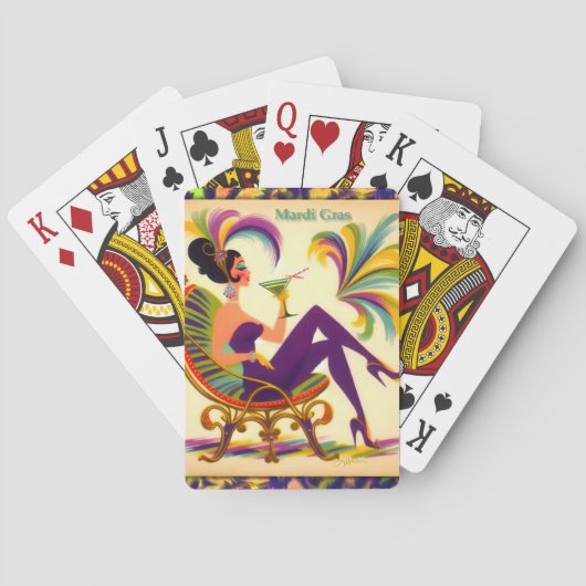 ミッドセンチュリー未来的マルディグラスマルティーニ女性 トランプ (裏面)