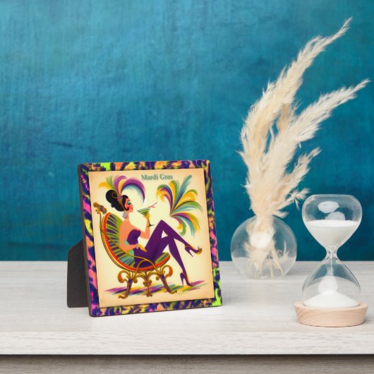 ミッドセンチュリー未来的マルディグラスマルティーニ女性 フォトプラーク (インサイチュ)