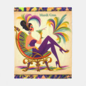 ミッドセンチュリー未来的マルディグラスマルティーニ女性 フリースブランケット (正面)