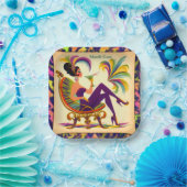 ミッドセンチュリー未来的マルディグラスマルティーニ女性 ペーパープレート (パーティー)