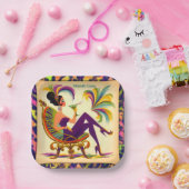 ミッドセンチュリー未来的マルディグラスマルティーニ女性 ペーパープレート (パーティー)