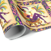 ミッドセンチュリー未来的マルディグラスマルティーニ女性 ラッピングペーパー (ロールコーナー)