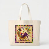 ミッドセンチュリー未来的マルディグラスマルティーニ女性 ラージトートバッグ (正面)