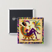 ミッドセンチュリー未来的マルディグラスマルティーニ女性 缶バッジ (正面&裏面)